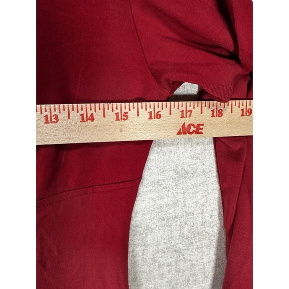 Ninedaily Women Large Knit Top Shirt Tunic Red Long Sleeve Lapel V Neck Rayon Sm - Picture 3 of 6